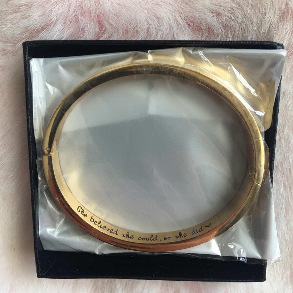 Engraved Gold Bangle - inspirational